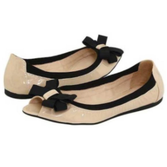 kate spade Shoes - Kate Spade Nude Sassy Felice Bow Peep Toes Flats
